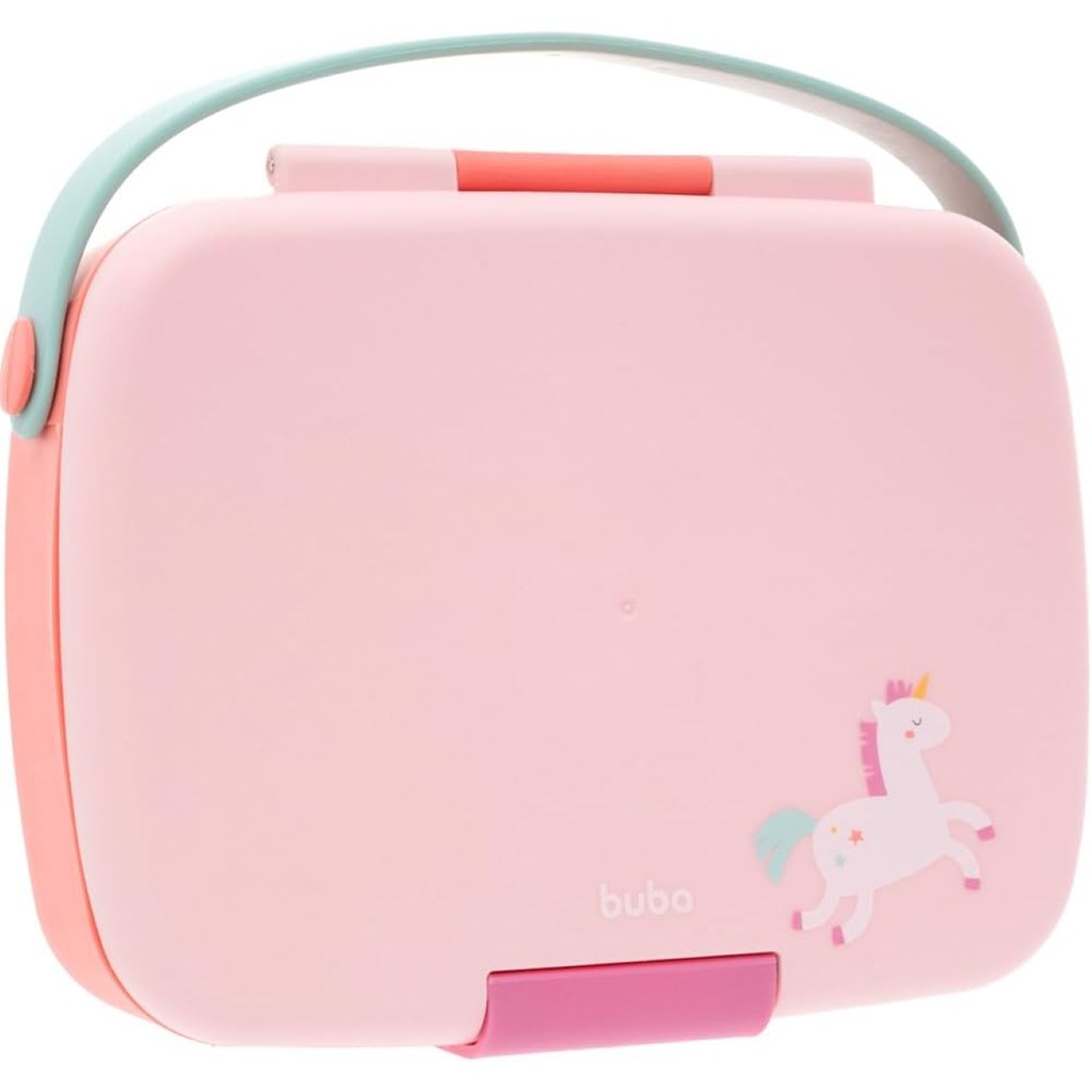 Lancheira Bento Box Buba Unicórnio – Silicone com Talheres de Inox
