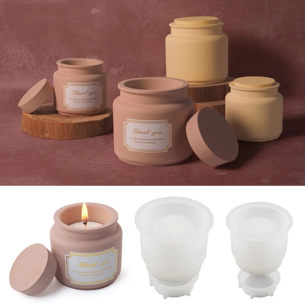 Moldes De Silicone Com Tampa De Faça-Você-Mesmo Suculento Pote De Armazenamento De Flores Caixa Em Gesso Resina Epóxi