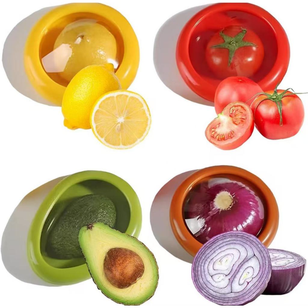 4pcs Caixa De Silicone Para Armazenamento De Frutas , Recipientes Cebola Abacate Pote Reutilizável Manter Legumes Fresc