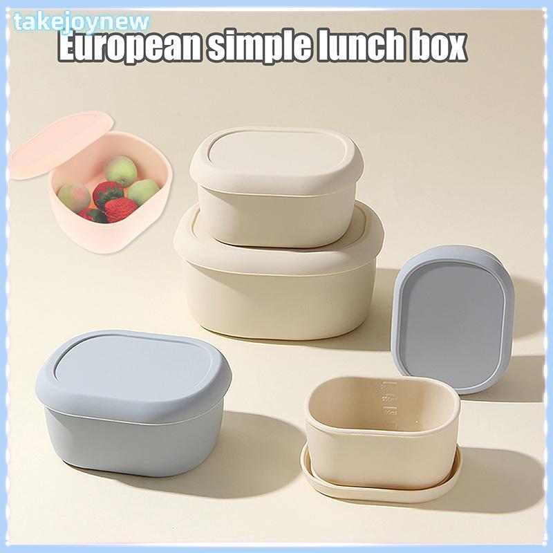 [takejoynewBR] Recipiente De Almoço Bento Box De Silicone 200/300/600ML Sem BPA À Prova De Vazamento Seguro Para Máquina