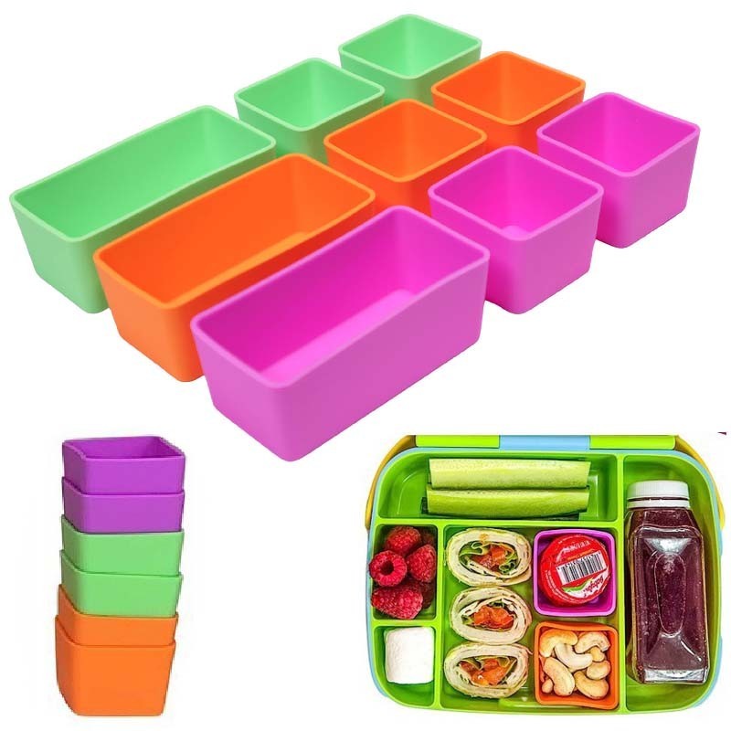 Divisórias Quadradas De Silicone Para Almoço-Bento Box-Copos Bolos-Acessórios Recipientes Preparação De Refeições