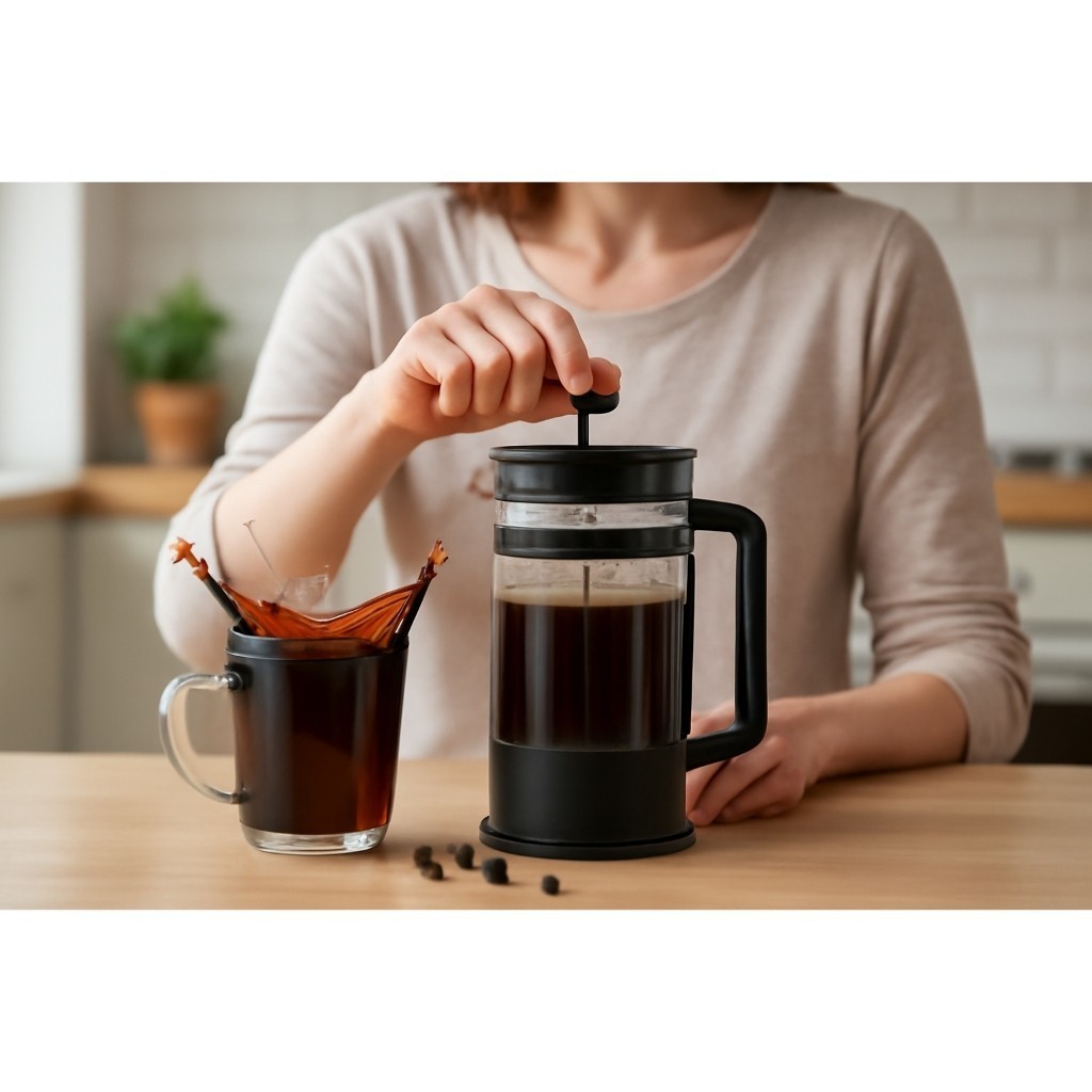 Cafeteira Francesa Prensa French Press 600ml Preta Cafe Intenso Aromatico Filtro Inox Vidro
