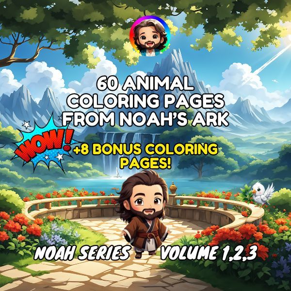 Super Combo Noah - 60 animal coloring pages (easy + complex drawings)