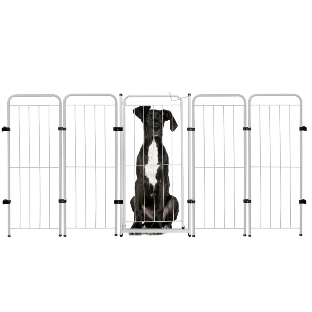 Cercado Pet Portátil Dobrável 4 Módulos 98cm Com Portão Estilo Industrial
