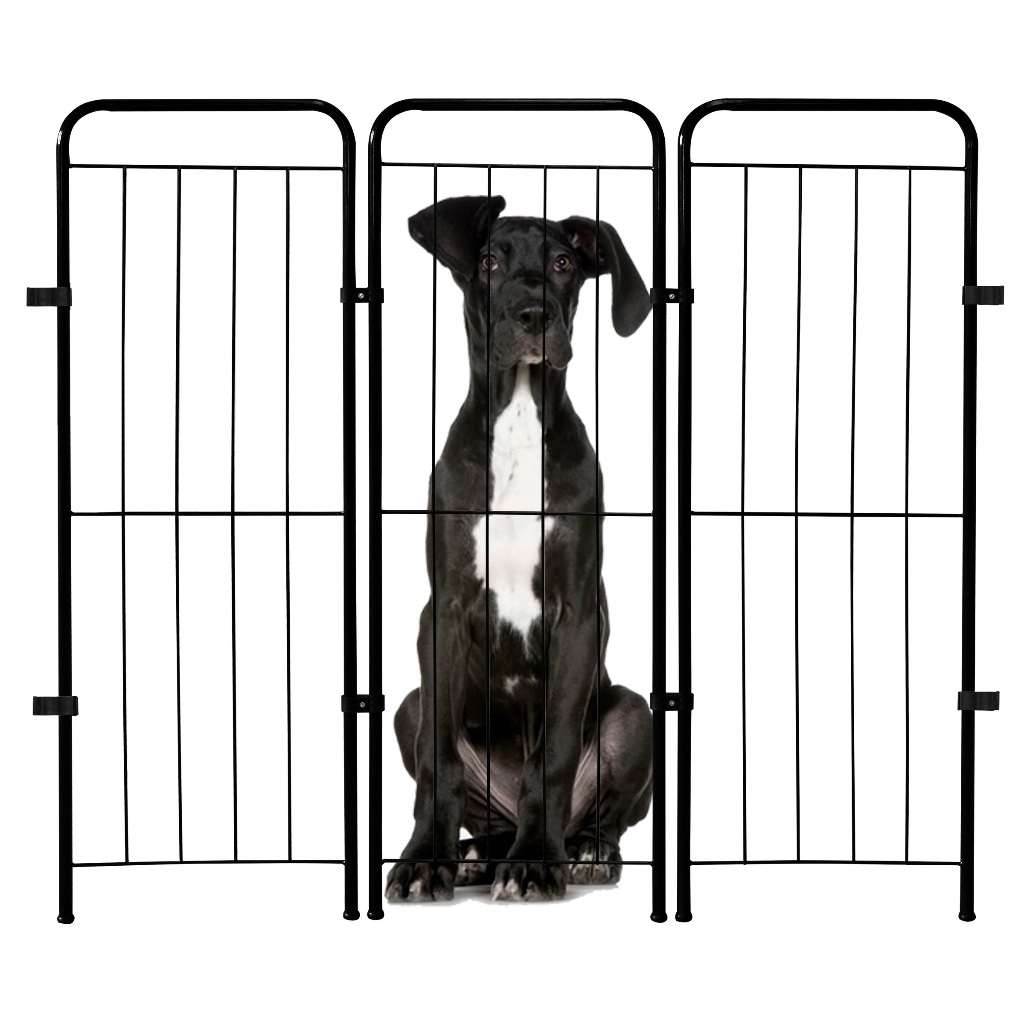Cercado Pet Portátil Dobrável 3 Módulos 98cm Sem Portão Estilo Industrial