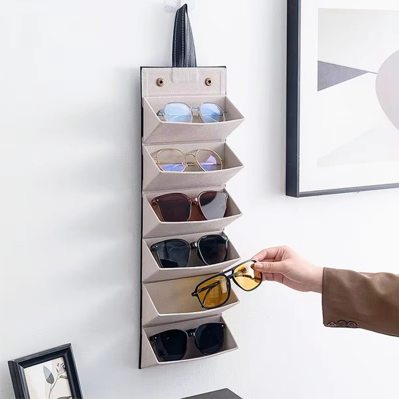 Porta Óculos Estojo Portátil Organizador 6 compartimentos Viagem Necessaire Dobrável Divisórias