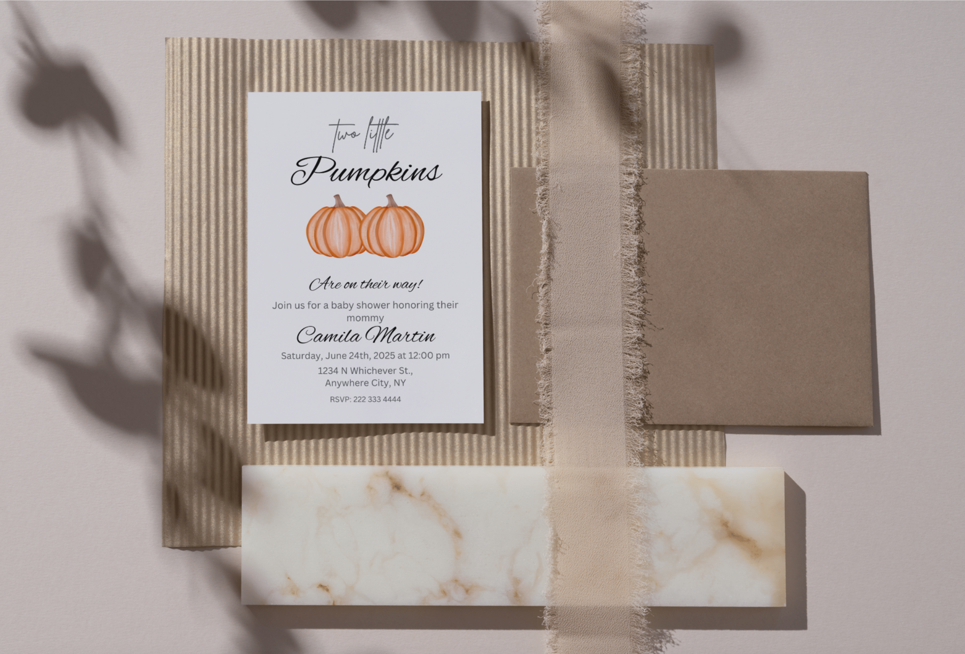 Whispers of Autumn: Two Little Pumpkins Twin Baby Shower Invitation ????✨