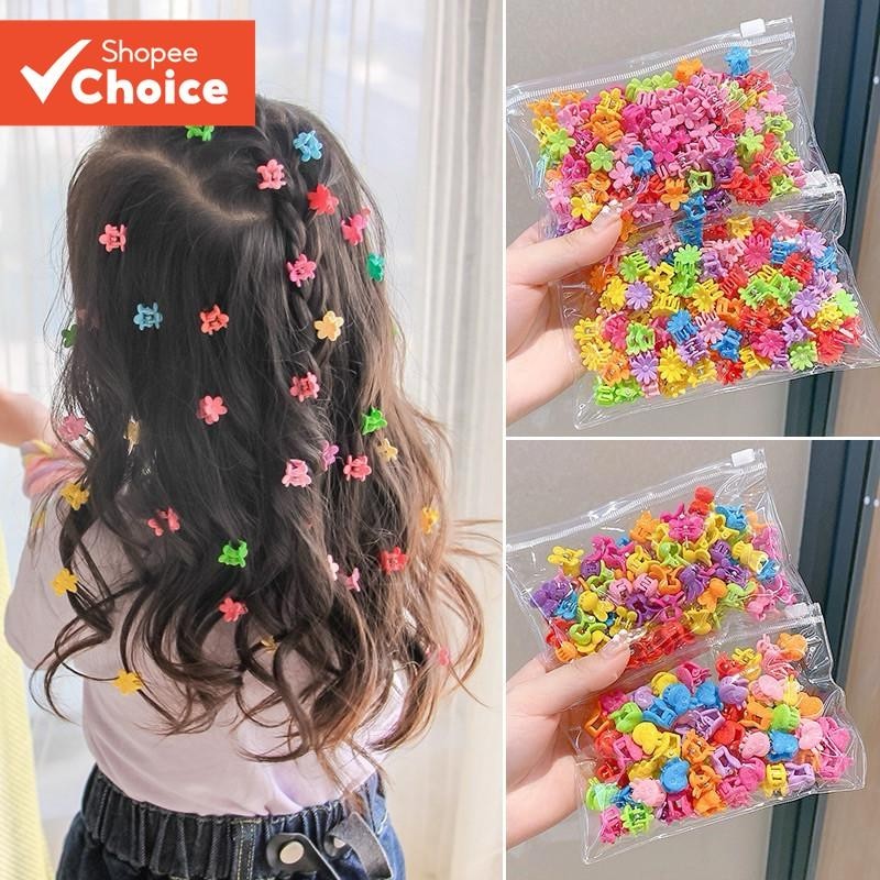Conjunto De Mini Grampos De Cabelo Flor 50 Unidades | Estilo Coreano Colorido Bonito Bebê Meninas Acessórios Clipes Late