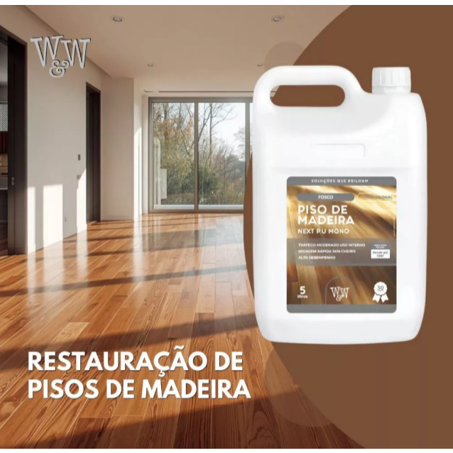 Verniz Monocomponente W&W Next Fosco 5L Piso de Madeira