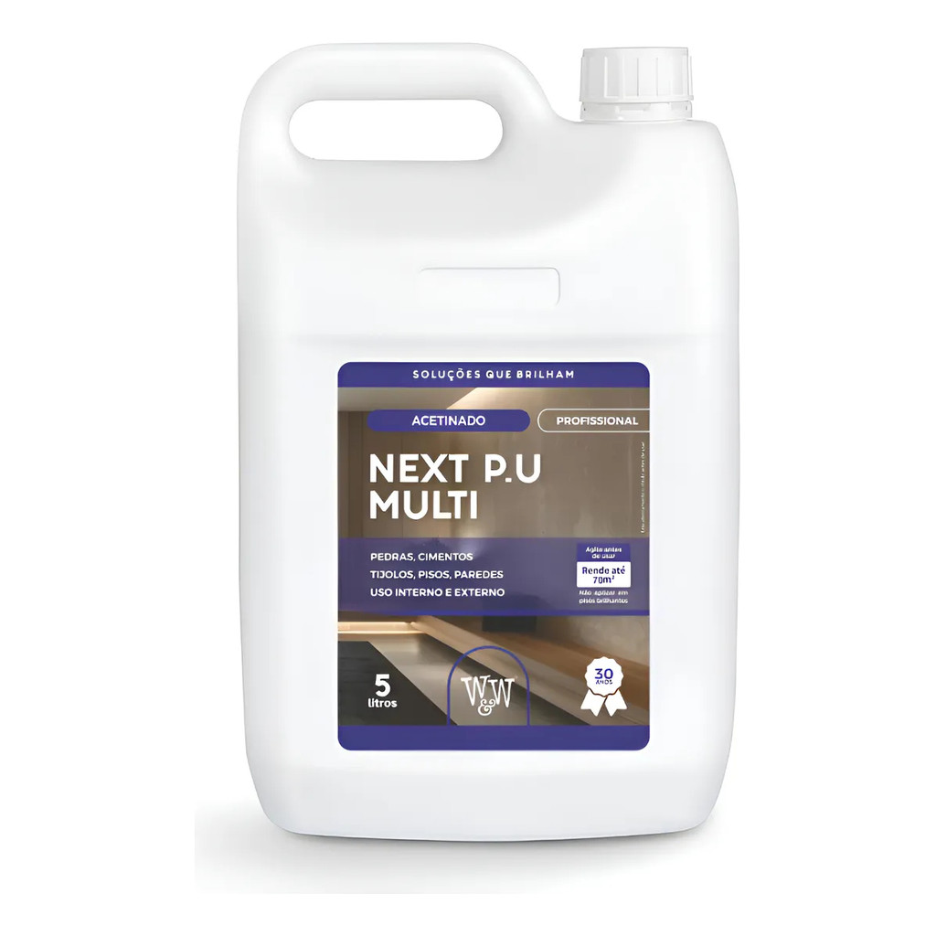 Verniz PU W&W Next Acetinado 5L Multi Superfície