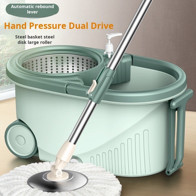 【Fácil de Usar】Trash Can Thickened Splash-proof Spin Mop/Mop Rotativo/Limpeza Residencial/Prático