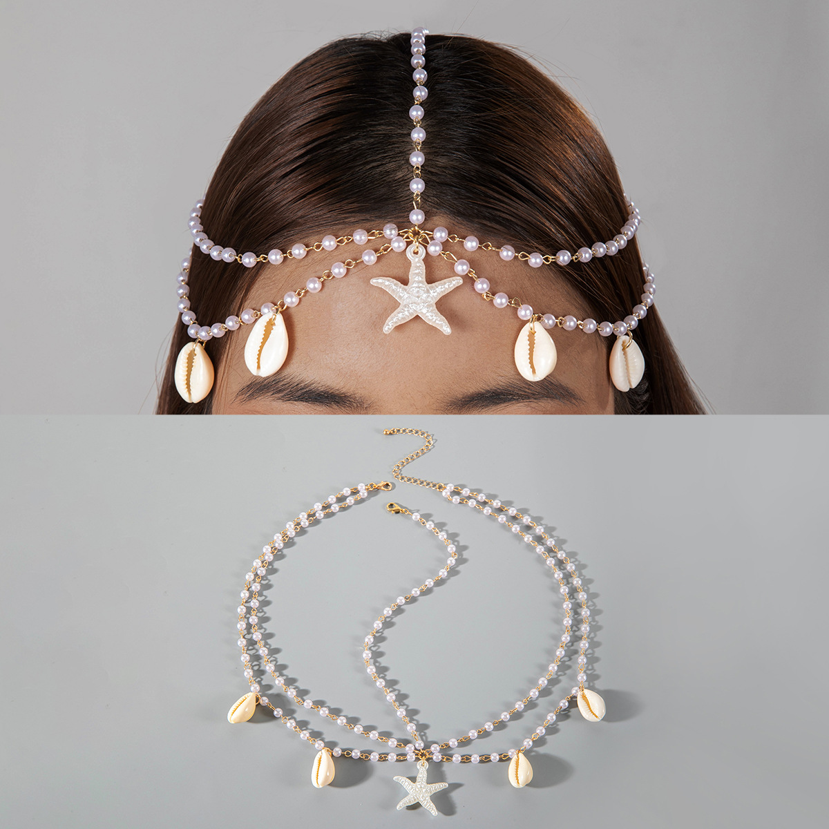 Tiara Boho Dourada Para Mulheres , Pérola , Estrela Do Mar , Concha , Verão , Sereia , Acessório De Cabelo , Joia , Pres