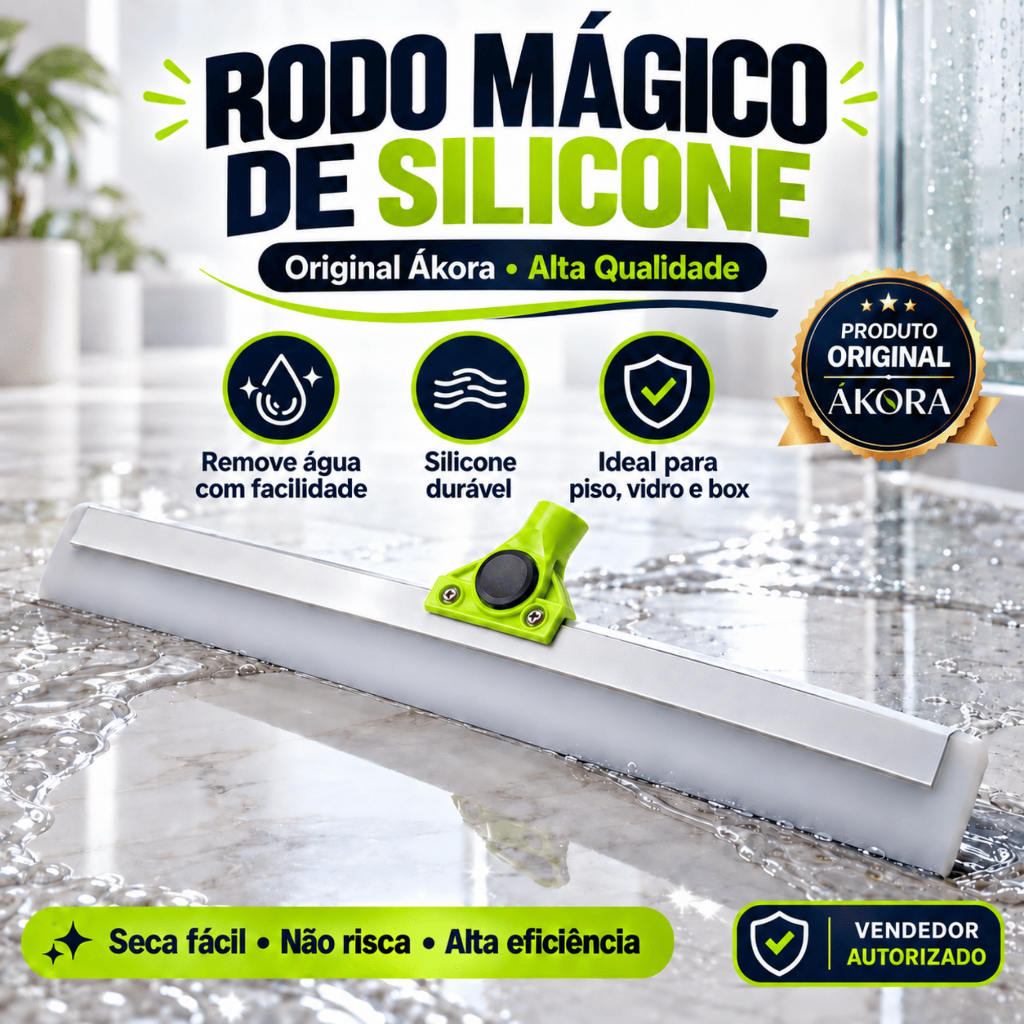 Rodo de Limpeza Silicone 50cm Multiuso Vidro Box Piso Sem Cabo Ákora
