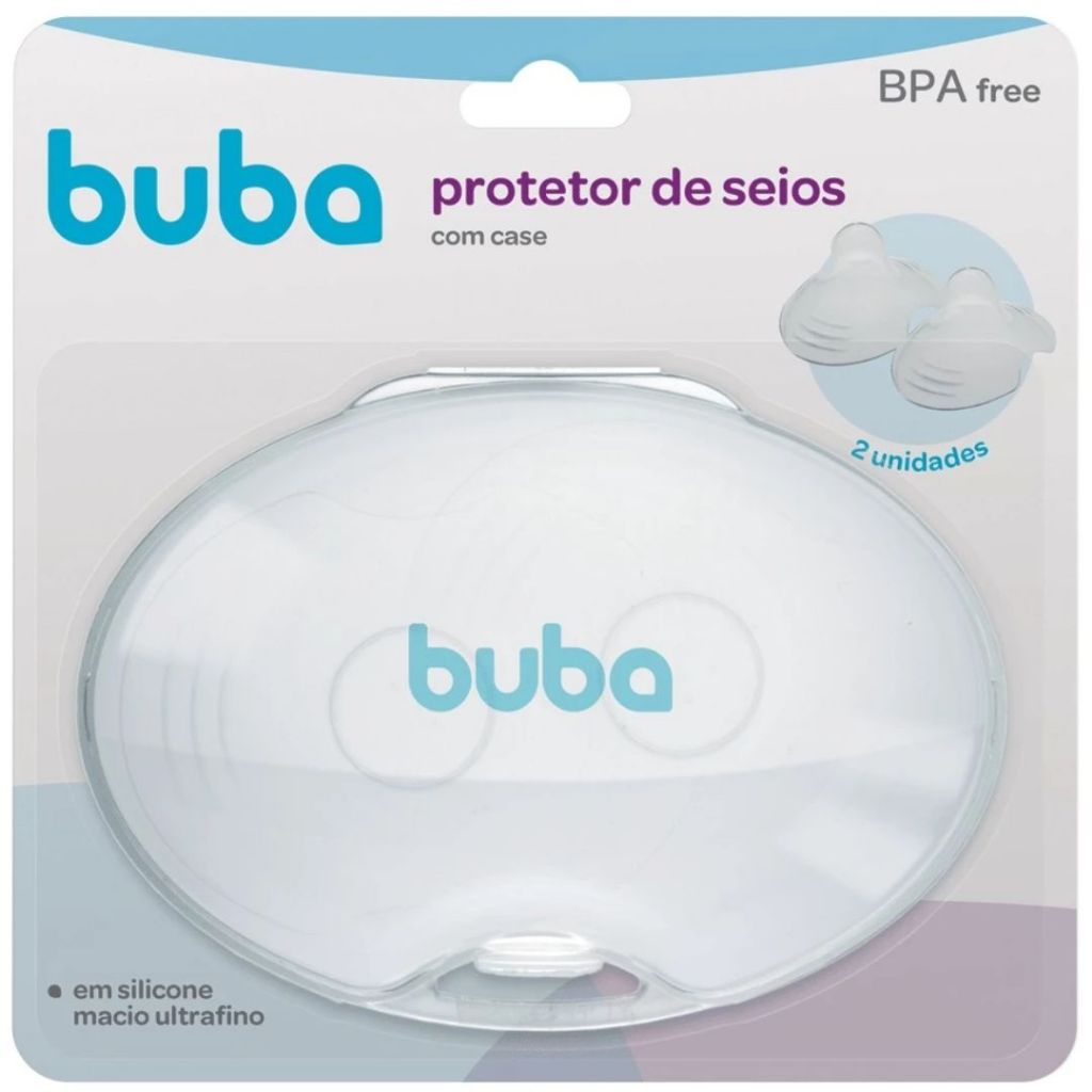 Protetor De Seios Silicone Ultrafino + Estojo Buba Com Caixa Protetora Amamentação Bebê Maternidade.
