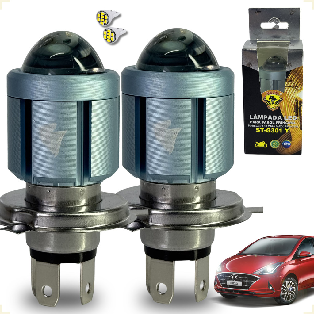 Kit 2 Lâmpadas Farol Alto Baixo Led Stallion Carro 6500k H4 St-G301 Y Dual Color Luz 2 Em 1 Bombillo