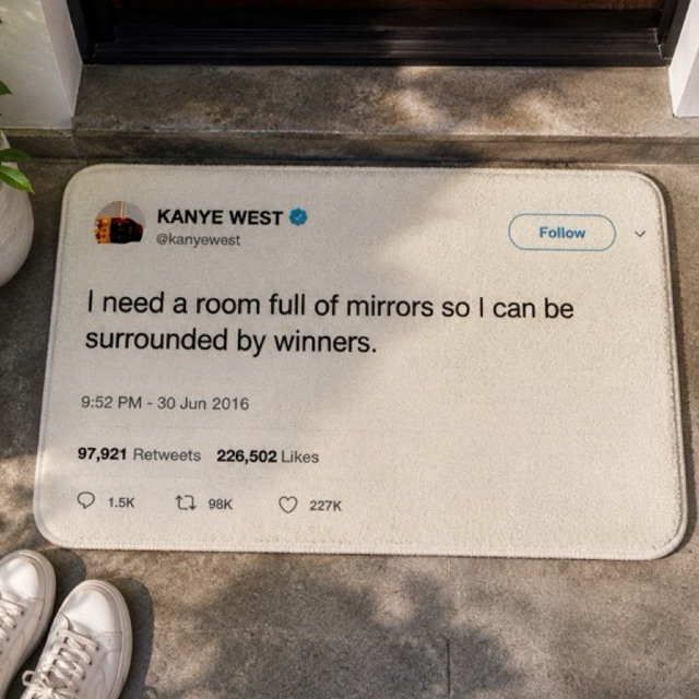 Mousepad / Tapete Kanye West I Need a Room Full of Mirrors So I Can Be Surrounded By Winners 90x40cm