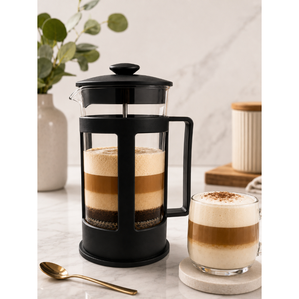 Prensa Francesa 600ml Cafeteira Manual Vidro Cremeira Leite late French Press Café Gourmet Premium