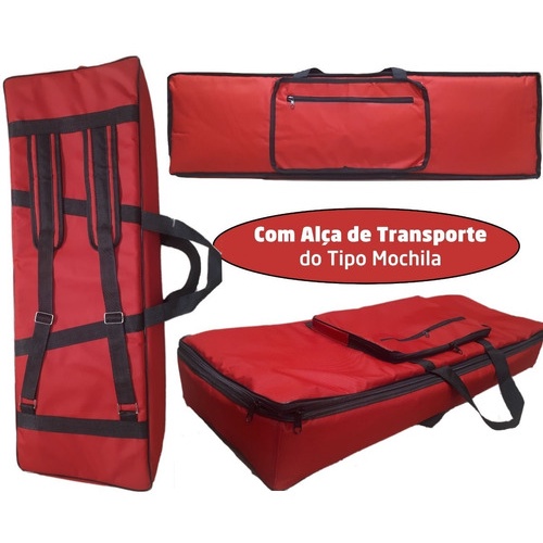 Capa Bag Master Luxo Para Teclado Yamaha Psr-e360 Vermelho