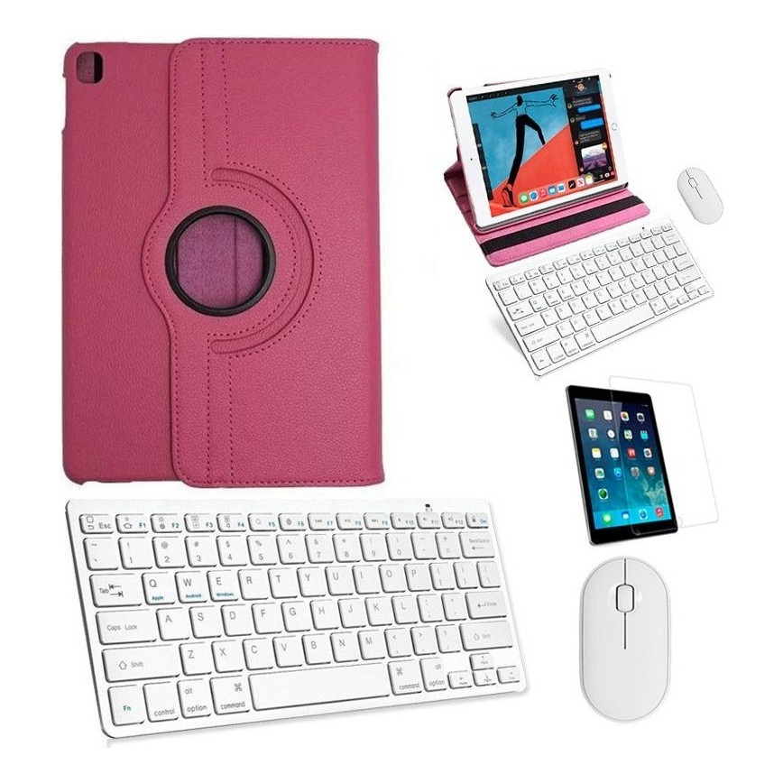 Kit Capa 360 Rosa /teclado/mouse/pel iPad 5 E 6 - 9,7