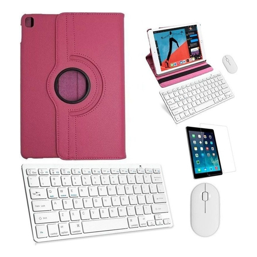 Kit Capa 360 Rosa /teclado/mouse/pel iPad 5 E 6 - 9,7