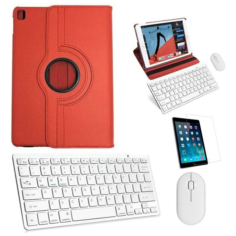 Kit Capa 360 Vermelho/teclado/mouse/pel iPad Air 2019 10.5