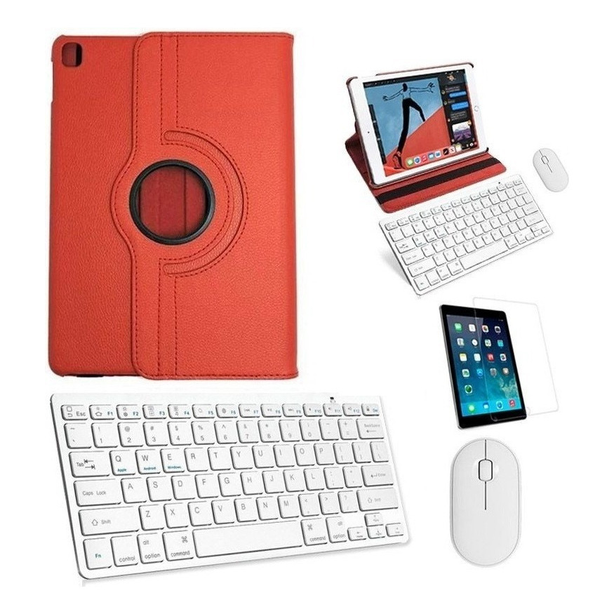Kit Capa 360 Vermelho/teclado/mouse/pel iPad Air 3 10.5