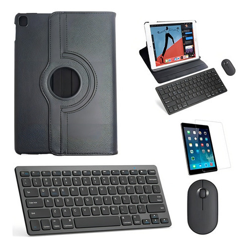 Kit Capa 360 Preto Pel/teclado/mouse Preto iPad 2021 9a 10.2