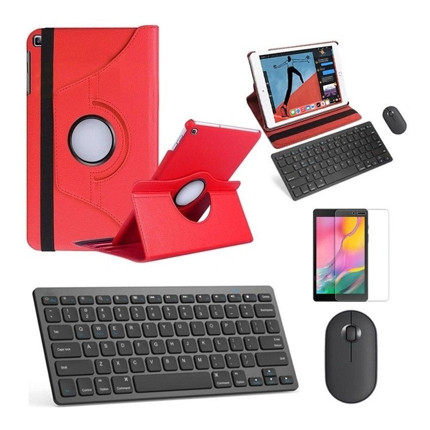 Kit Capa 360 Verm Teclado/mouse/pel Galaxy Tab A T510/t515