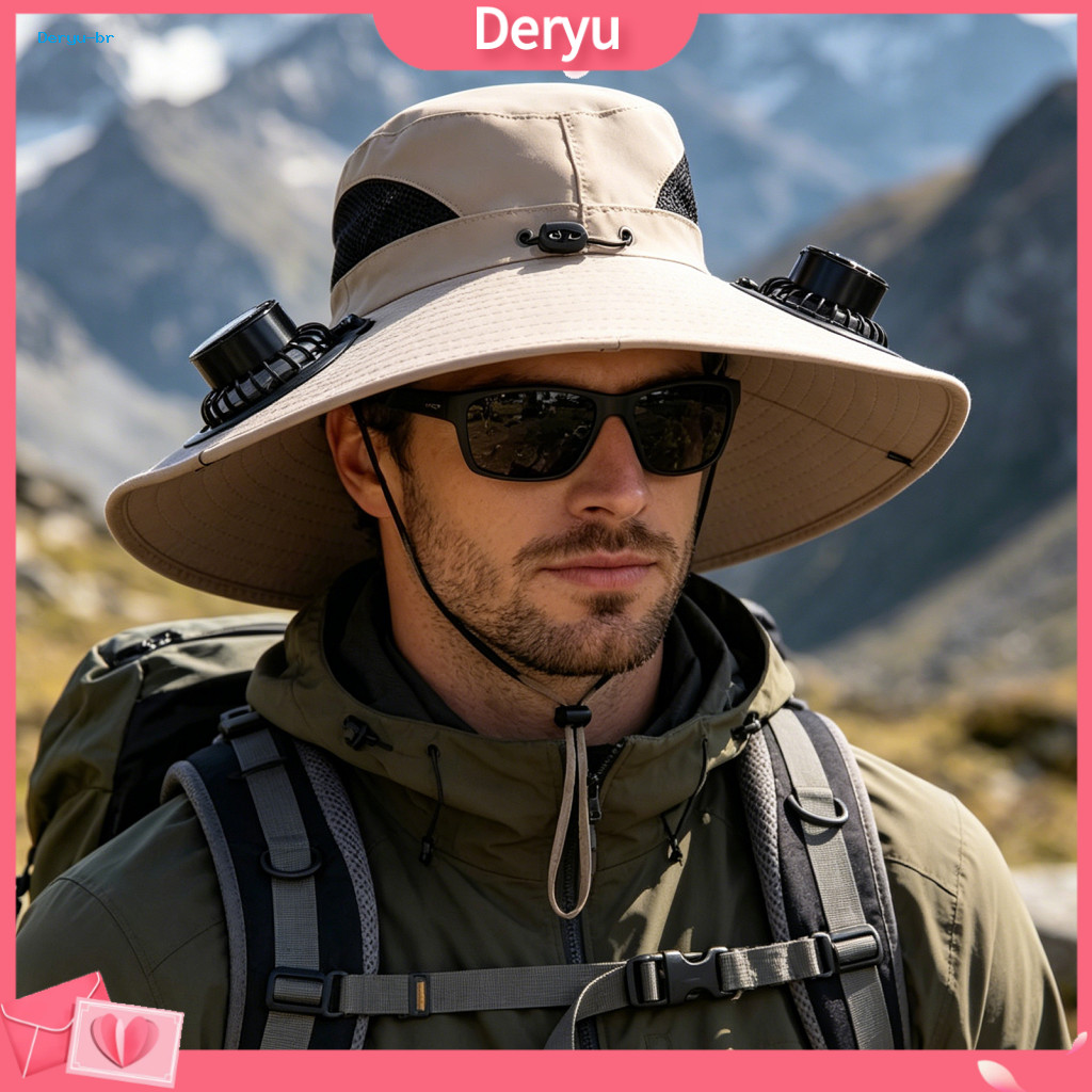 Air Conditioning Sun Hat Automatic Dual Fan Buckle with Fans Battery Solar Charging Full-face Protection Adjustable Draw