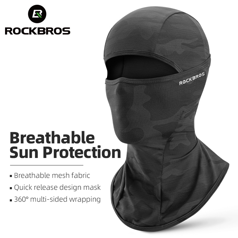 Rockbros Balaclava Ciclismo Máscara Motocicleta Capacete Proteção Solar UV50+ Ice Silk Full Face Respirável