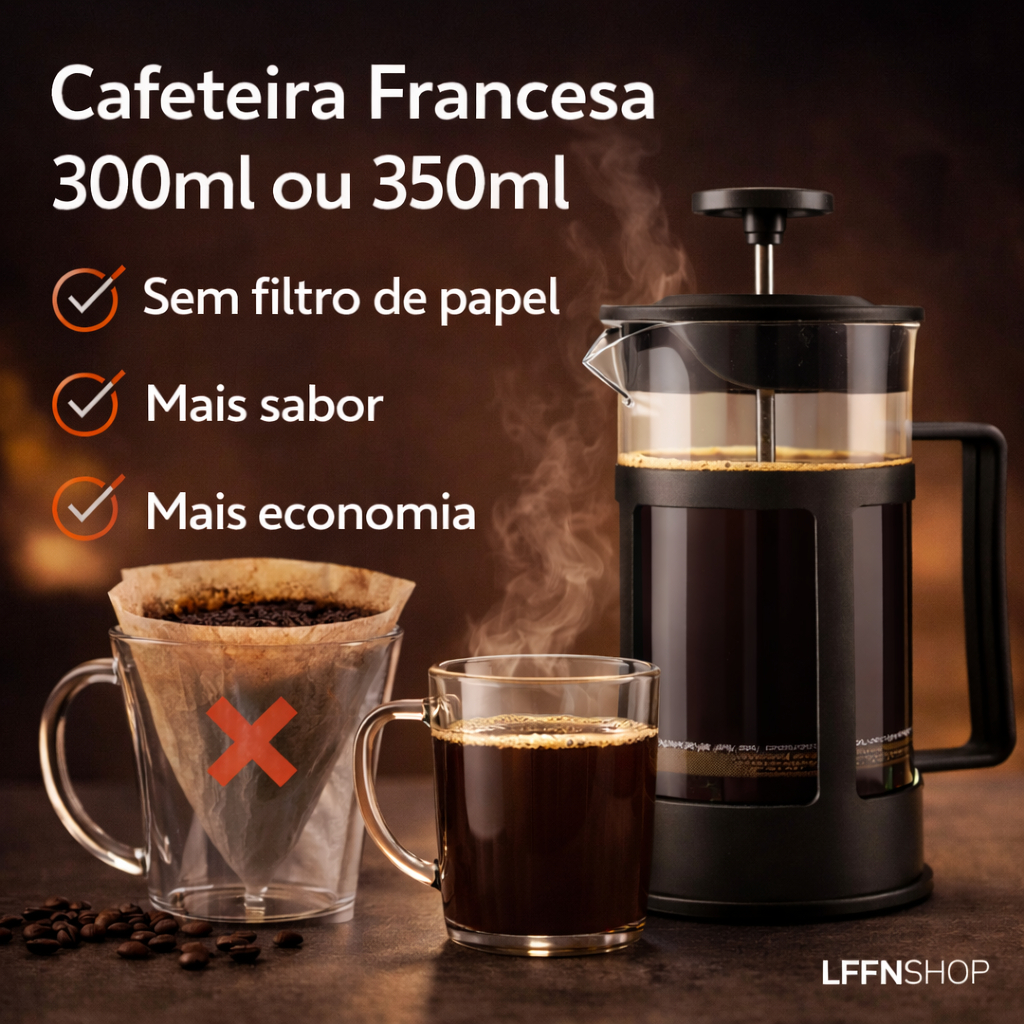Cafeteira Francesa 350ml Prensa Café Vidro Sem Filtro Café Gourmet 300ml