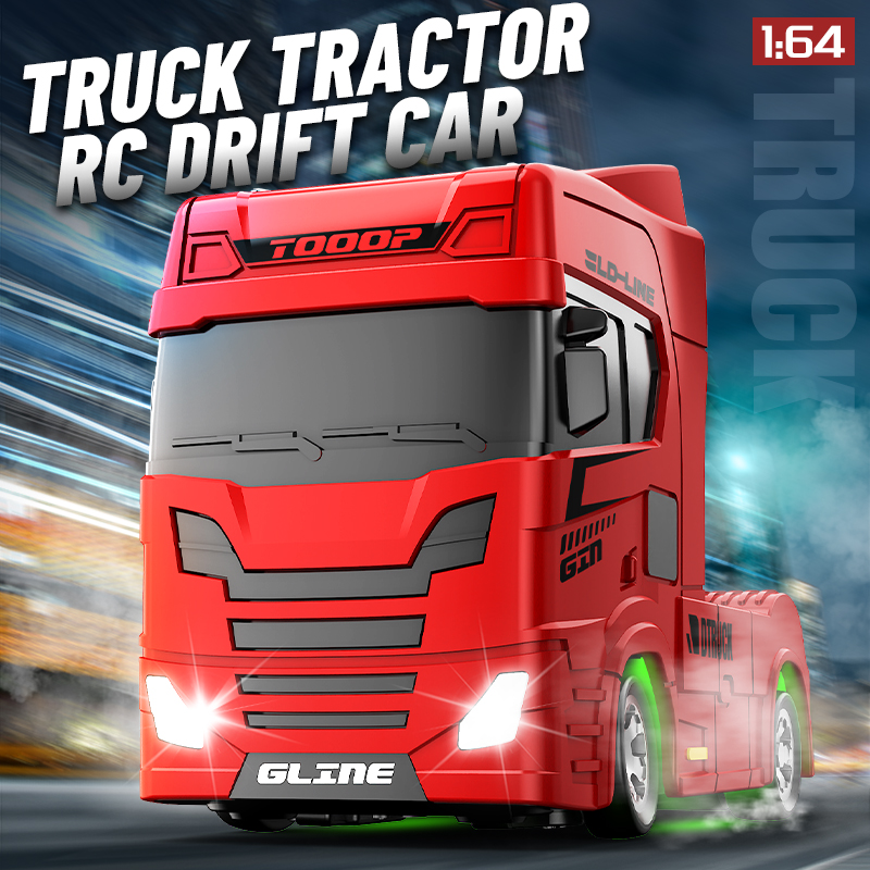 Modelo de carro RC Trailer Head Drift 1:64 Mini caminhão semi-reboque de alta velocidade com som e luz 2.4G brinquedo de