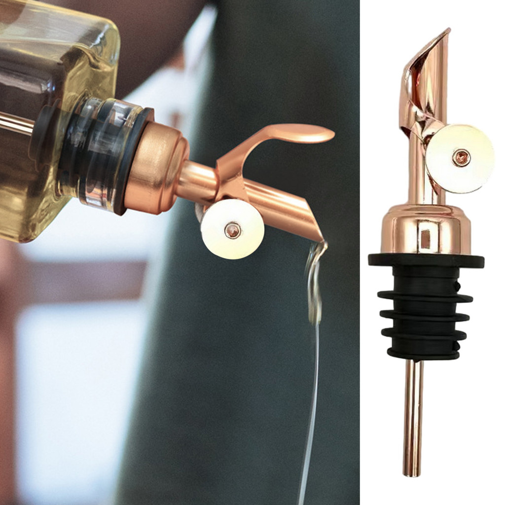 Coffee Syrup Pourer Stainless Steel Wine Auto with Gravity Flip Dust Lid Dispenser Olive Oil Liquor Bottle Metal for Eas