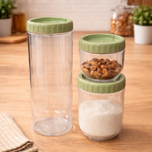 Conjunto Potes Plástico Tampa 450ml 1000ml 1600ml 3 Peças Sortidas TOP RIO