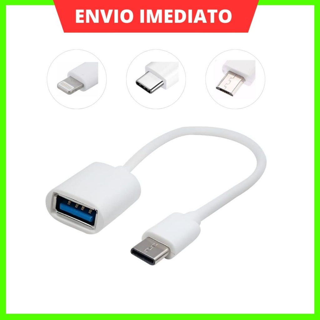 Cabo Adaptador OTG 3.0 Tipo C/V8/USB C Ultra Compatível - Conecte e Use Sem Instalações