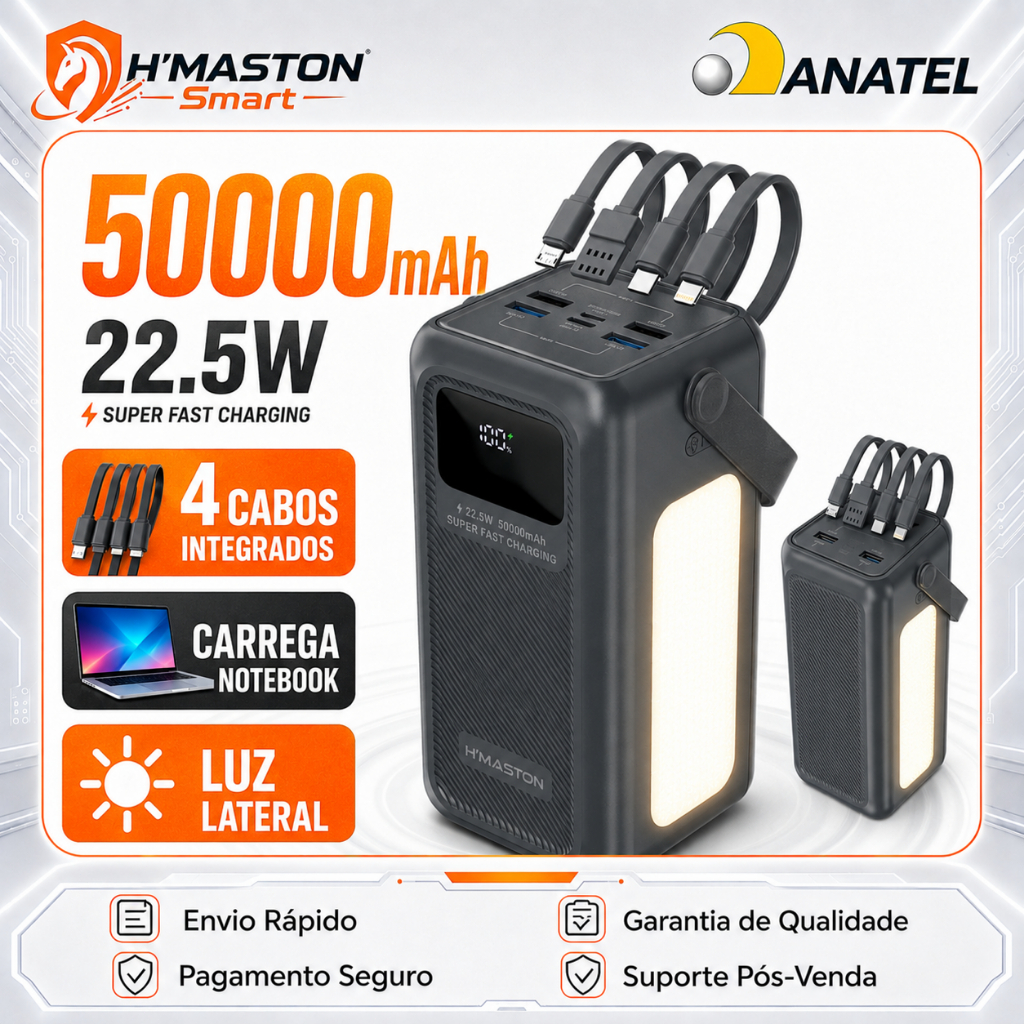 H'MASTON YD99 Carregador Portátil Para Celular Carregador Portátil 50000mAh Power Bank 500000mAh Carregador Portátil