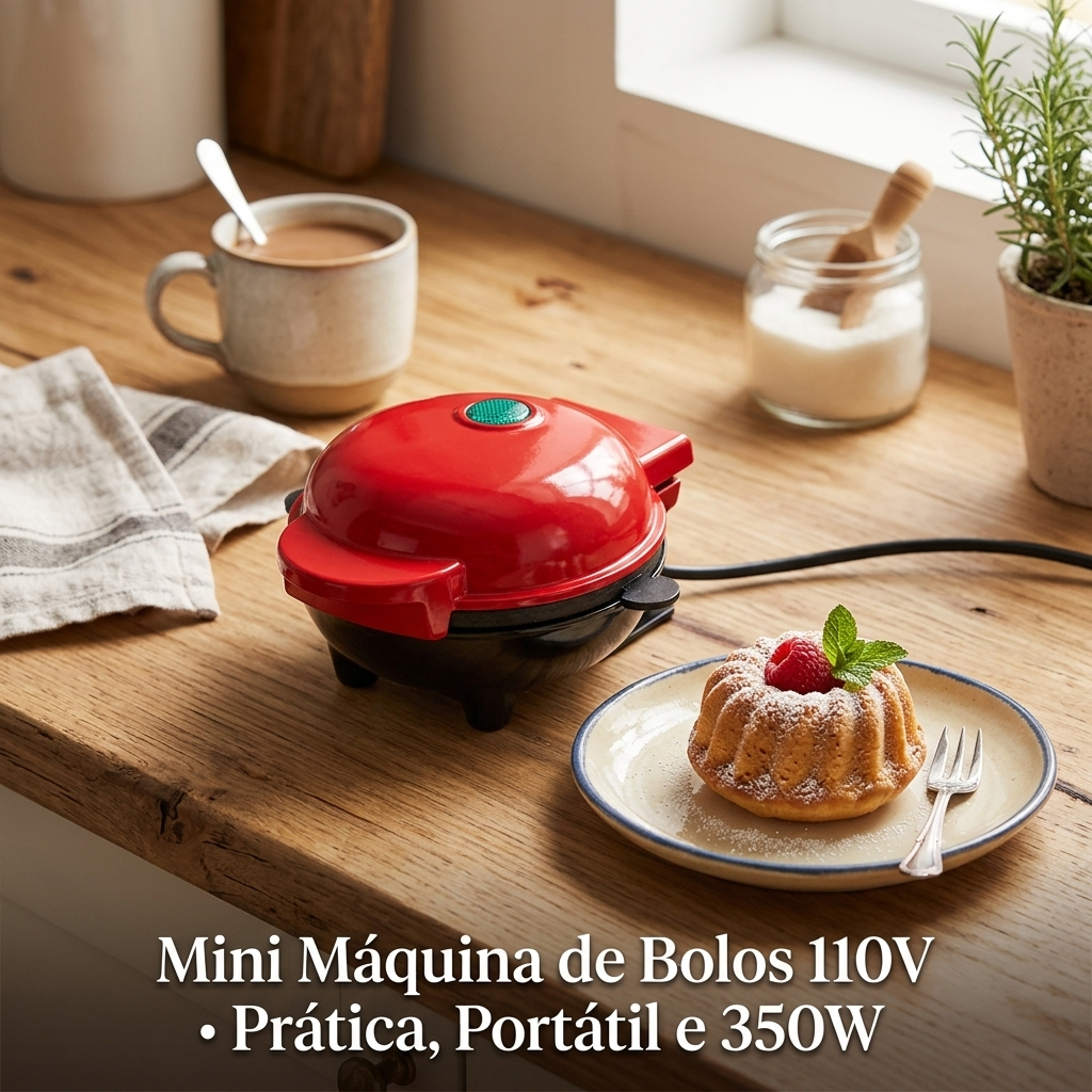 Mini Maquina De Bolos Cake Maker 110v Portatil Vermelha Forma 11cm