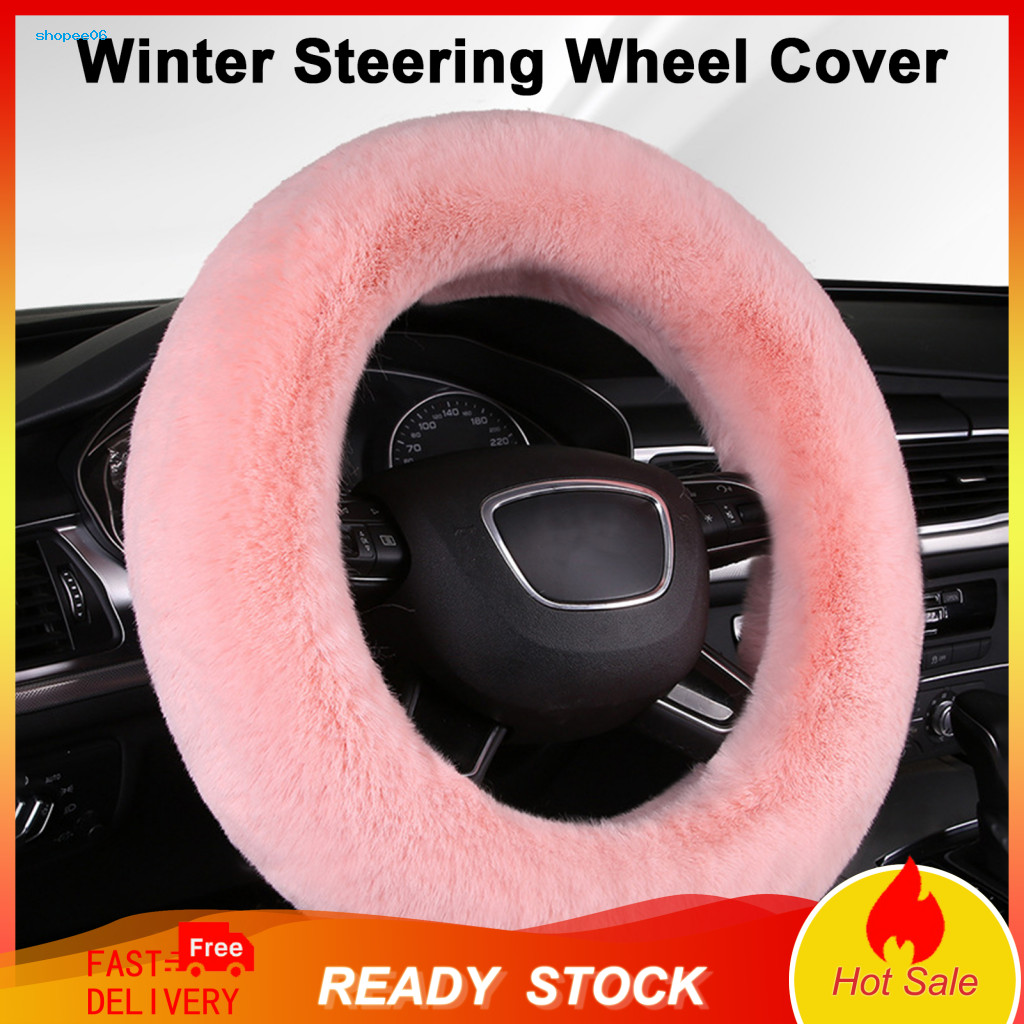 Soft Plush Steering Wheel Cover Furry Fuzzy Winter for 14.5-15 Inch Cars – Warm Comfortable Auto for Weather