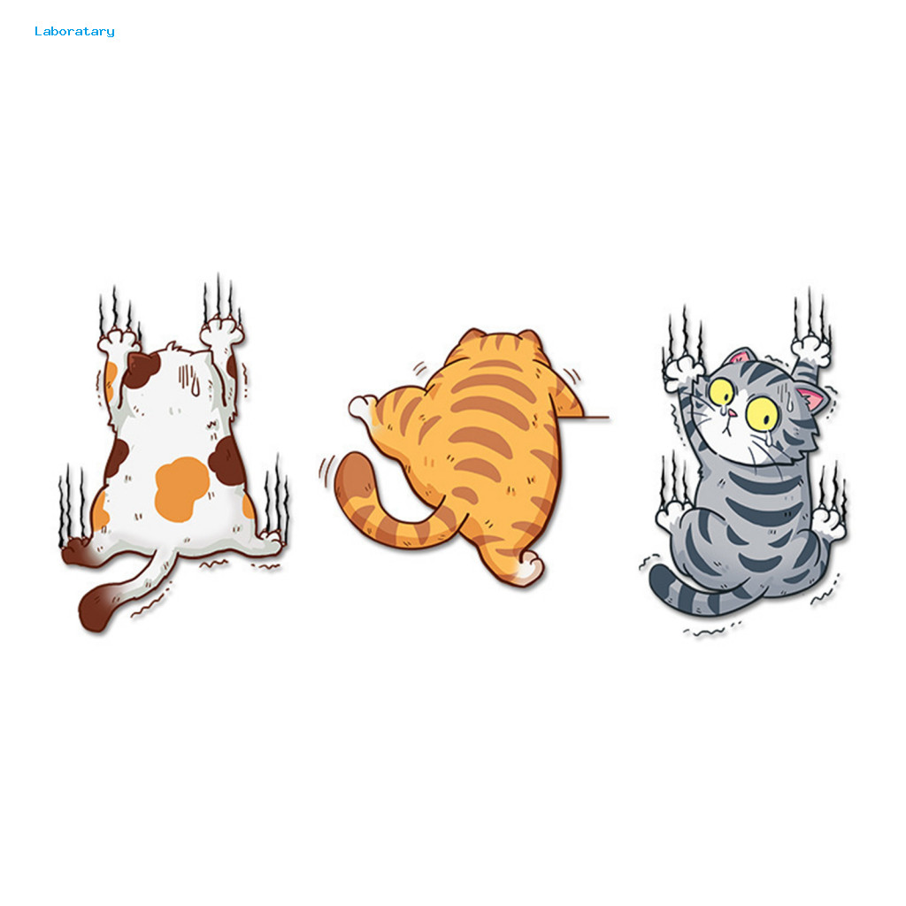 Weather-resistant Car Sticker Trim 3pcs Cat Scratch Stickers Set – Funny Weatherproof Self-adhesive Decals for Suv Aut