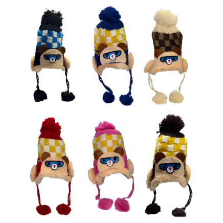 Kit 2 Toucas De Lã Infantil Ursinho De Máscara Quente Para Frio Protetor De Ouvido Forrada Quentinha