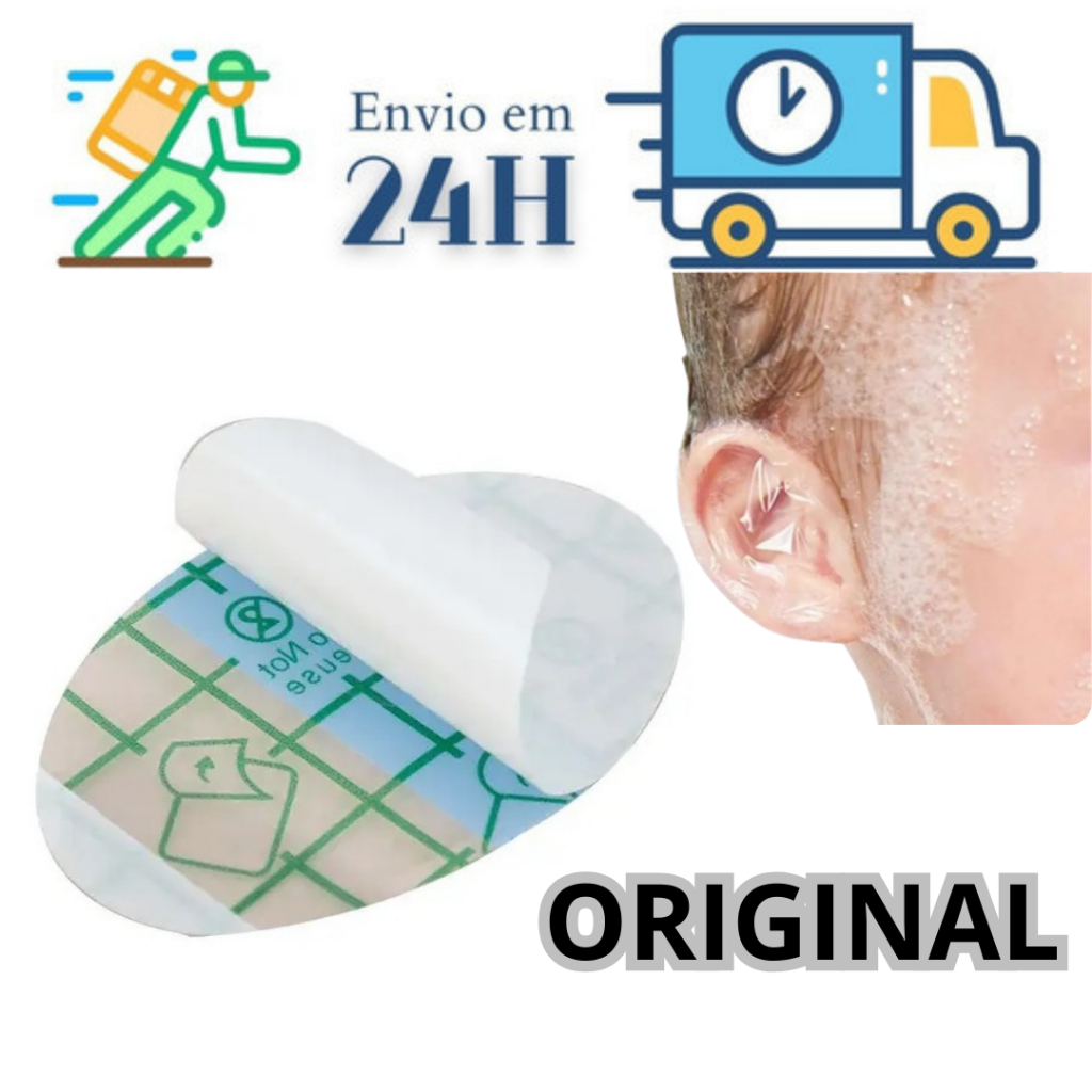 Protetor de Ouvido Adesivo Impermeavel Orelha Banho/ Natação Para Bebês Kit 120 UNDs Infantil/Adulto
