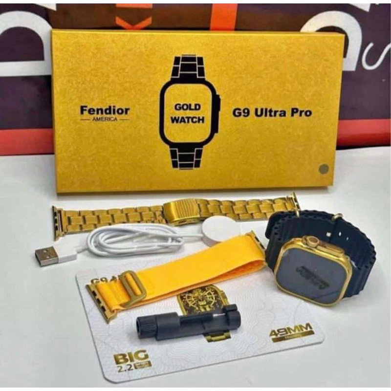 SMARTWATCH G9 ULTRA PRO 49MM HD 2.2inch  DOURADO 3IN1 Relógio Inteligente  Homens Mulheres