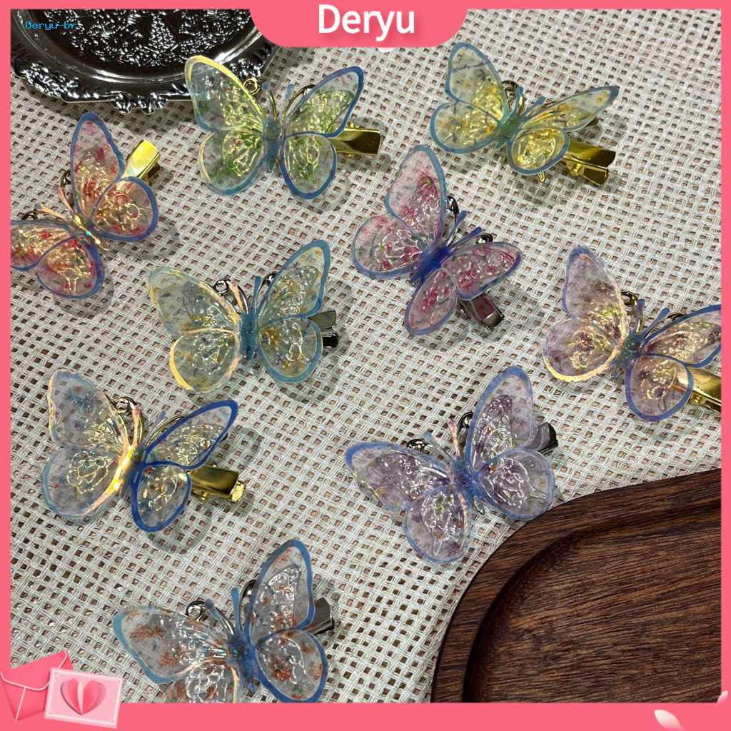 Hairpin Clip Compact Hair 6pcs Girls Gradient Color Double-layer Glitter Hairpins Anti-slip Clips for Bangs and Broken S