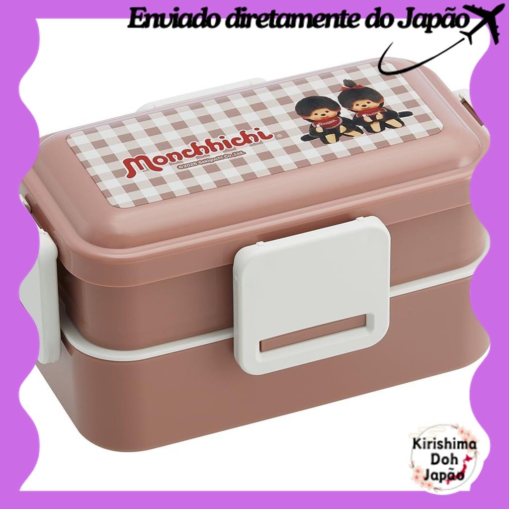 Skater Monchhichi 600ml 2-Tier Bento Lunch Box with Fluffy Dome Lid - Microwave & Dishwasher Safe, Made in Japan PFLW4-A