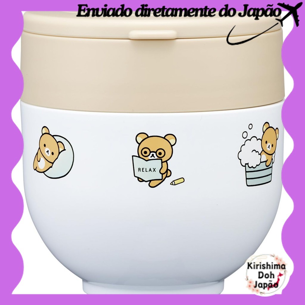 Skater Rilakkuma Insulated Donburi Lunch Box 540ml - 2-Tier Bento Jar with Folding Handle for Warm Meals [Direct from Ja