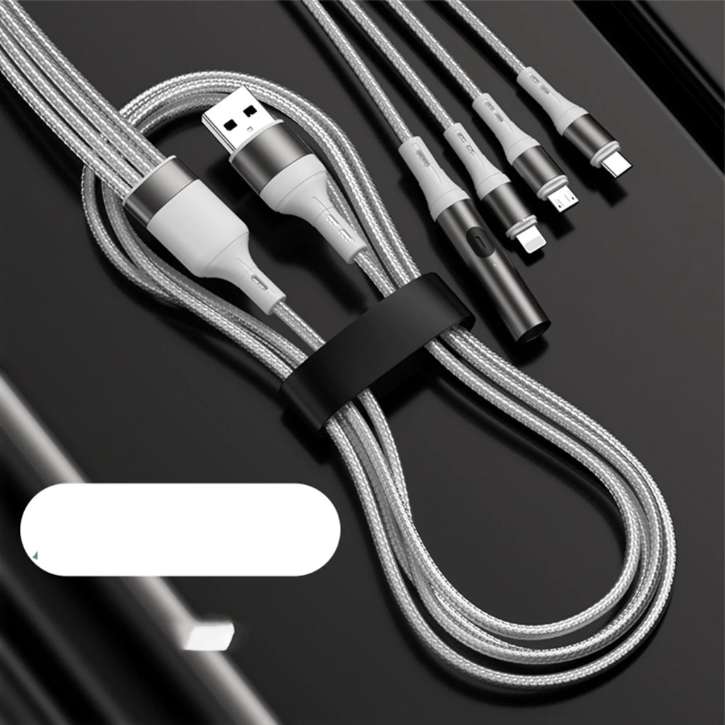Cabo de Dados e Carregador 4 em 1 Multifuncional H'maston SJX-21 Entrada USB / Tipo C / V8 / iPhone