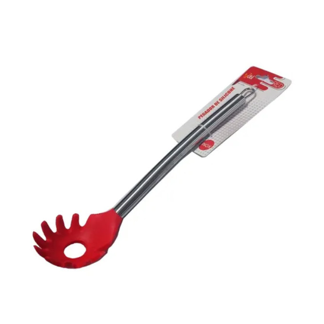 PEGADOR DE SILICONE C/ CABO INOX 31 CM LINHA RED 123 UTIL