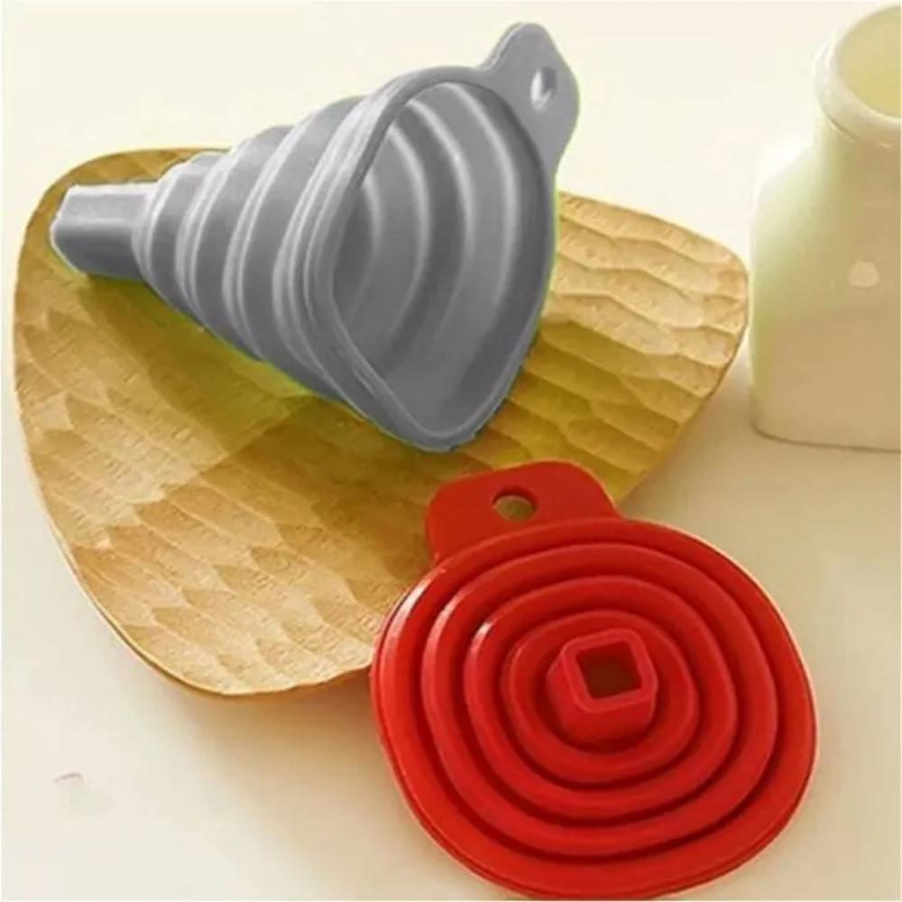 FUNIL DOBRÁVEL DE SILICONE RETRÁTIL PARA COZINHA PORTÁTIL COMPACTO MULTIUSO