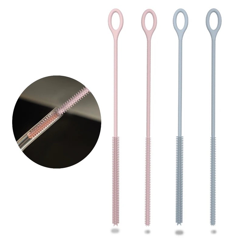 2 escovas de limpeza de palha de Silicone, reutilizáveis, Design estendido, adequadas para copos de limpeza e vários can