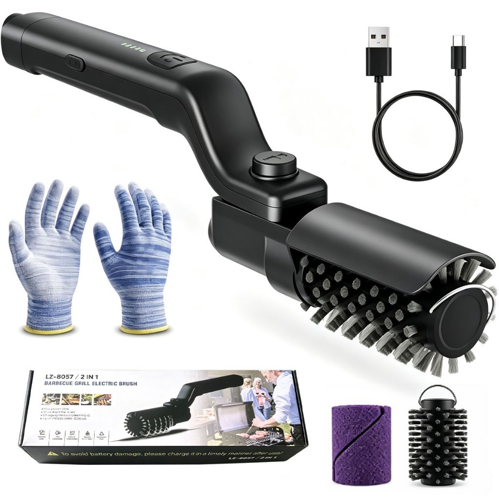 Electric Cleaning Brush for Barbecue Grill, Wireless, Rotating, 180° Cleaning° Rechargeable